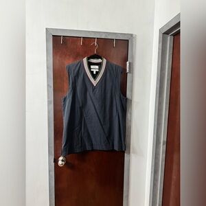 COS Navy Sleeveless Top with Striped V-Neck